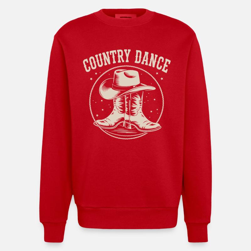 Conception de danse country - Sweat bio épais oversize fabriqué en UE - rouge