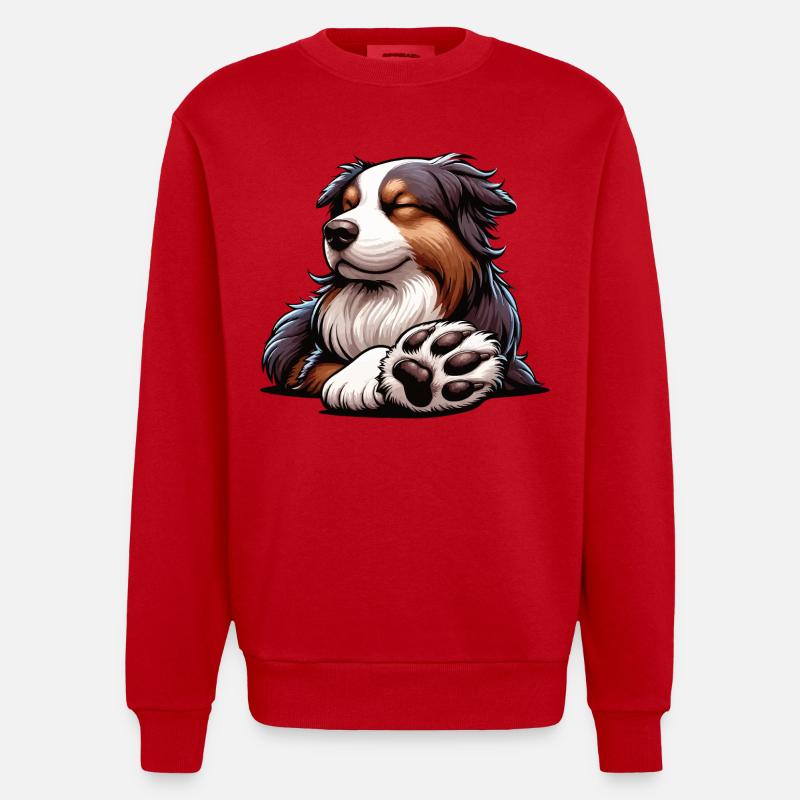 Australian Shepherd Aussie Aussie Owners Aussies - Heavyweight Oversized Organic Crew Neck Made in EU - red