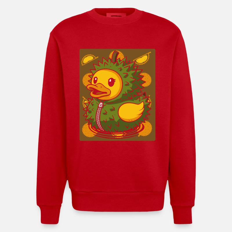 poussin en costume durian - Stinky Fruit - Sweat bio épais oversize fabriqué en UE - rouge
