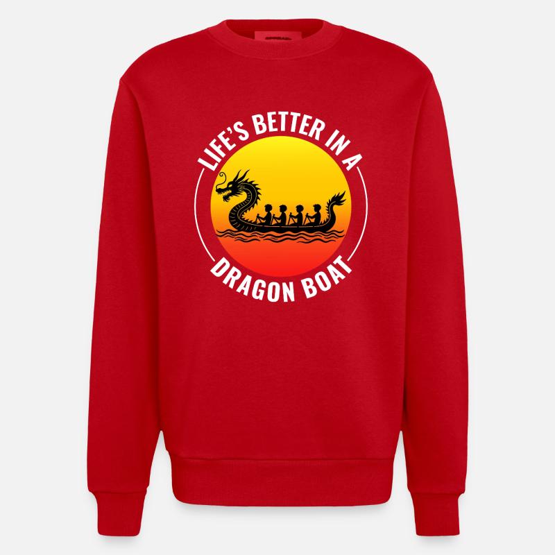 Équipage de course de bateaux-dragons - Sweat bio épais oversize fabriqué en UE - rouge