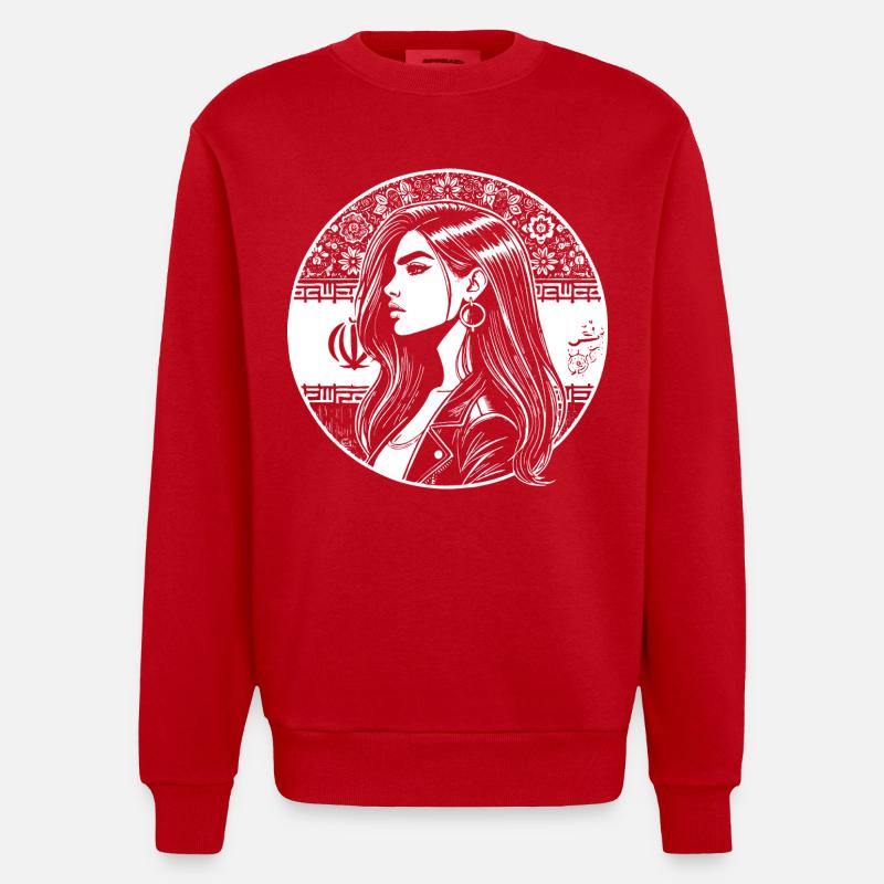 Persian Design – Pride & Elegance - Heavyweight Oversized Organic Crew Neck Made in EU - red