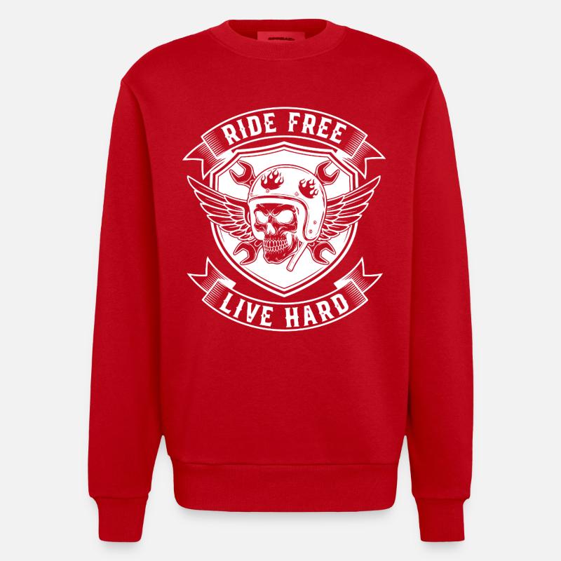Biker Design - Roulez librement, vivez dur - Sweat bio épais oversize fabriqué en UE - rouge