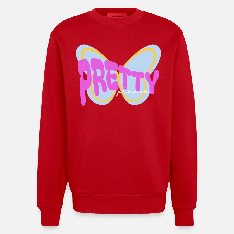 "Pretty please" sarkastisches Print Design - Heavyweight Oversized Organic Crew Neck Made in EU - Rot