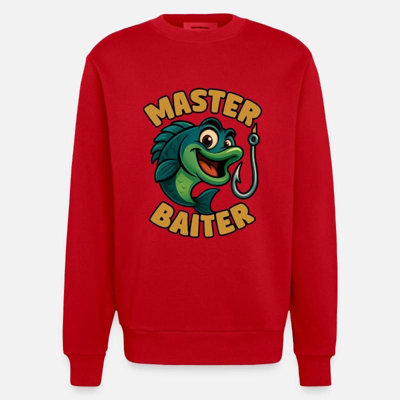 Master Baiter – witziges Angler-Wortspiel - Heavyweight Oversized Organic Crew Neck Made in EU - Rot