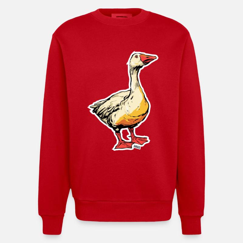 Comic Gans mit Schnabel - Heavyweight Oversized Organic Crew Neck Made in EU - Rot