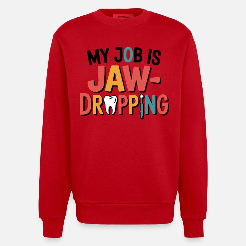 Dental Technician Precision Tools  - Heavyweight Oversized Organic Crew Neck Made in EU - red