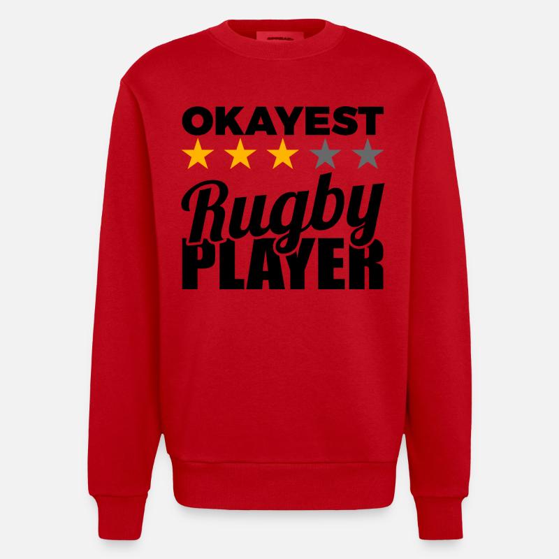 Rugby Player - Heavyweight Oversized Organic Crew Neck Made in EU - red