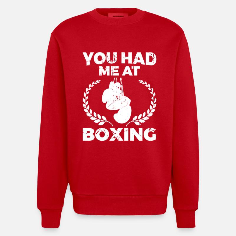 Boxe Humour Motivation Design - Sweat bio épais oversize fabriqué en UE - rouge