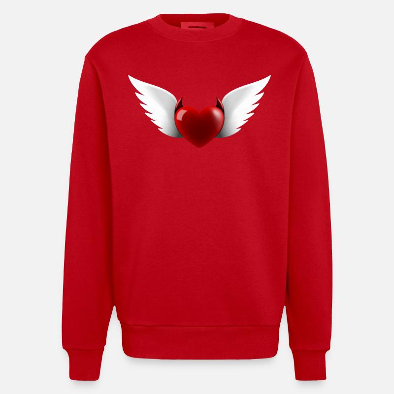 Herz Engel Teufel - Heavyweight Oversized Organic Crew Neck Made in EU - Rot