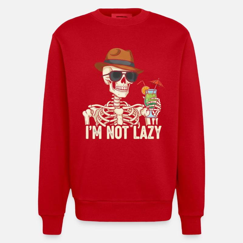 Skeletor mit Sommergetränk - Heavyweight Oversized Organic Crew Neck Made in EU - Rot