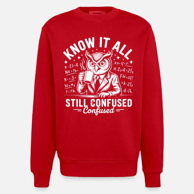 Alleswissende Eule immer noch verwirrt - Heavyweight Oversized Organic Crew Neck Made in EU - Rot
