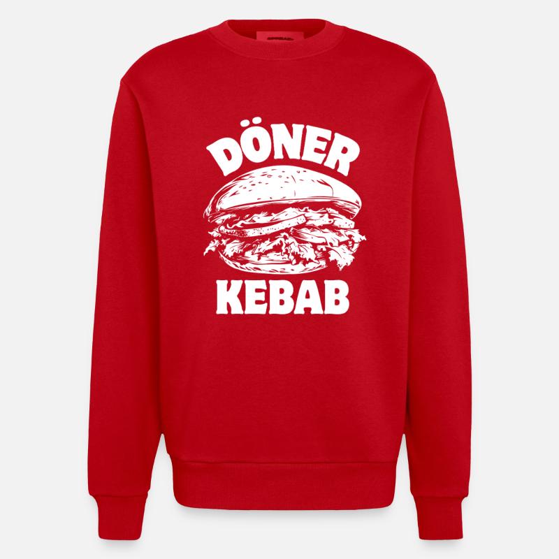 Döner Kebab - Restauration rapide - Spruch - Sweat bio épais oversize fabriqué en UE - rouge
