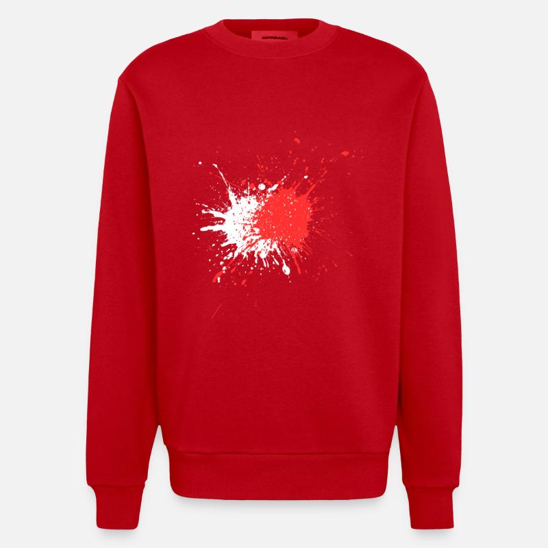 Impression abstraite d’éclaboussures de sang - Sweat bio épais oversize fabriqué en UE - rouge
