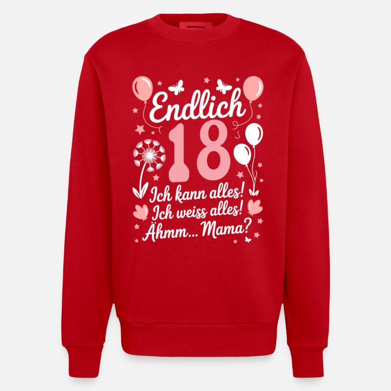 18 år gammel 18-årsdag - Heavyweight Oversized Organic Crew Neck produsert i EU - rød