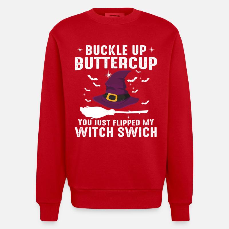 Interrupteur de sorcière Halloween - Sweat bio épais oversize fabriqué en UE - rouge