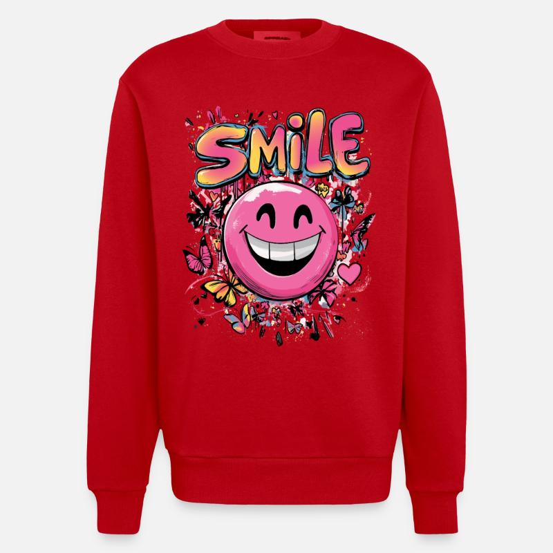 Smile crazy Graffity art style pink - Heavyweight Oversized Organic Crew Neck Made in EU - red