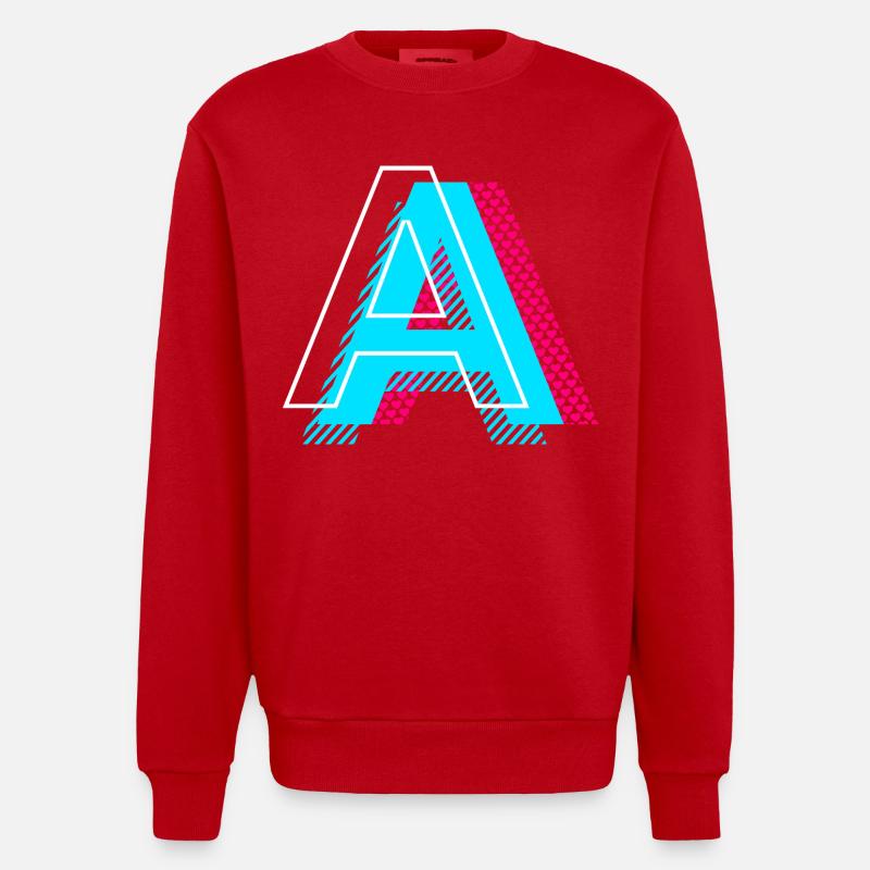 Lettre initiale A - Sweat bio épais oversize fabriqué en UE - rouge