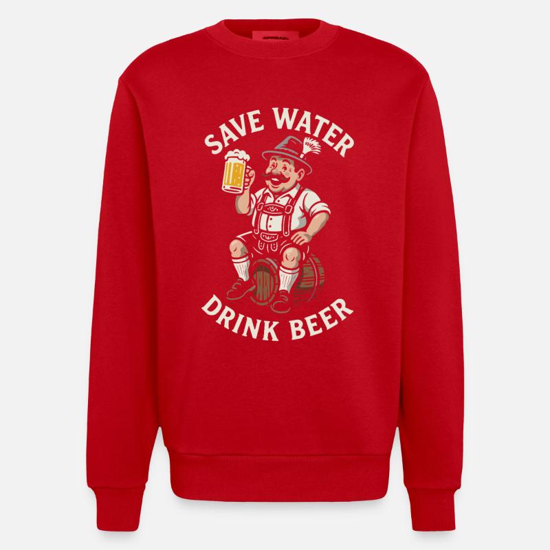 Save water drink beer - Biertrinker - Spruch - Heavyweight Oversized Organic Crew Neck Made in EU - Rot