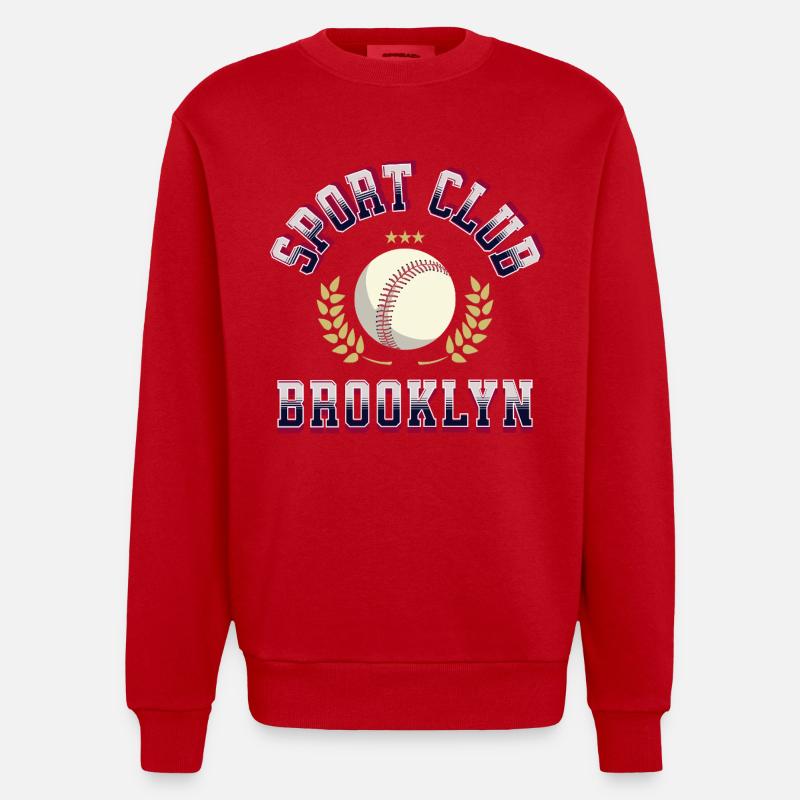 Baseball Teamgeist Emblem - Heavyweight Oversized Organic Crew Neck Made in EU - Rot