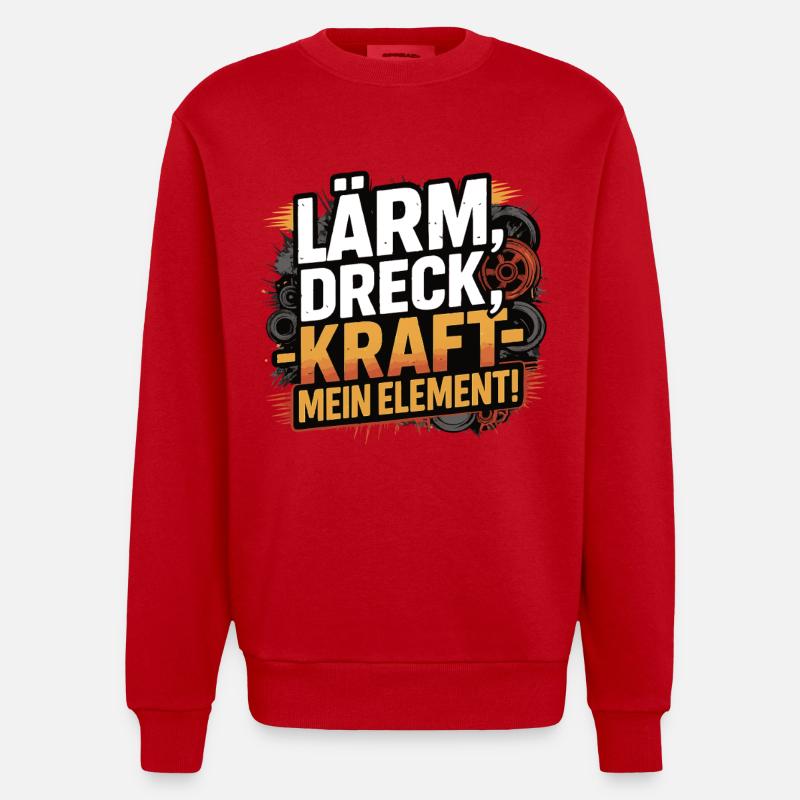 Lärm Dreck Kraft – Mein Element - Heavyweight Oversized Organic Crew Neck Made in EU - Rot