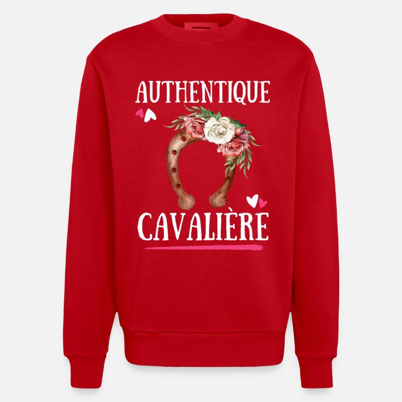 Authentique Cavaliere - Sweat bio épais oversize fabriqué en UE - rouge