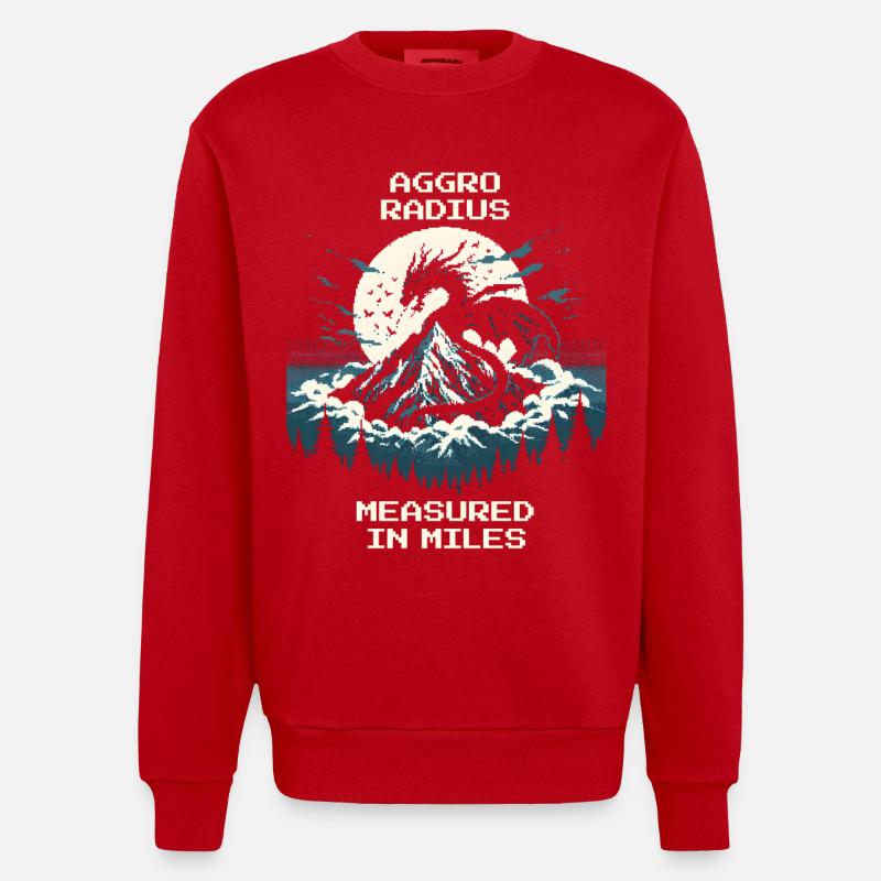 Aggro-Radius | Retro Drache Pixel Art - Heavyweight Oversized Organic Crew Neck Made in EU - Rot