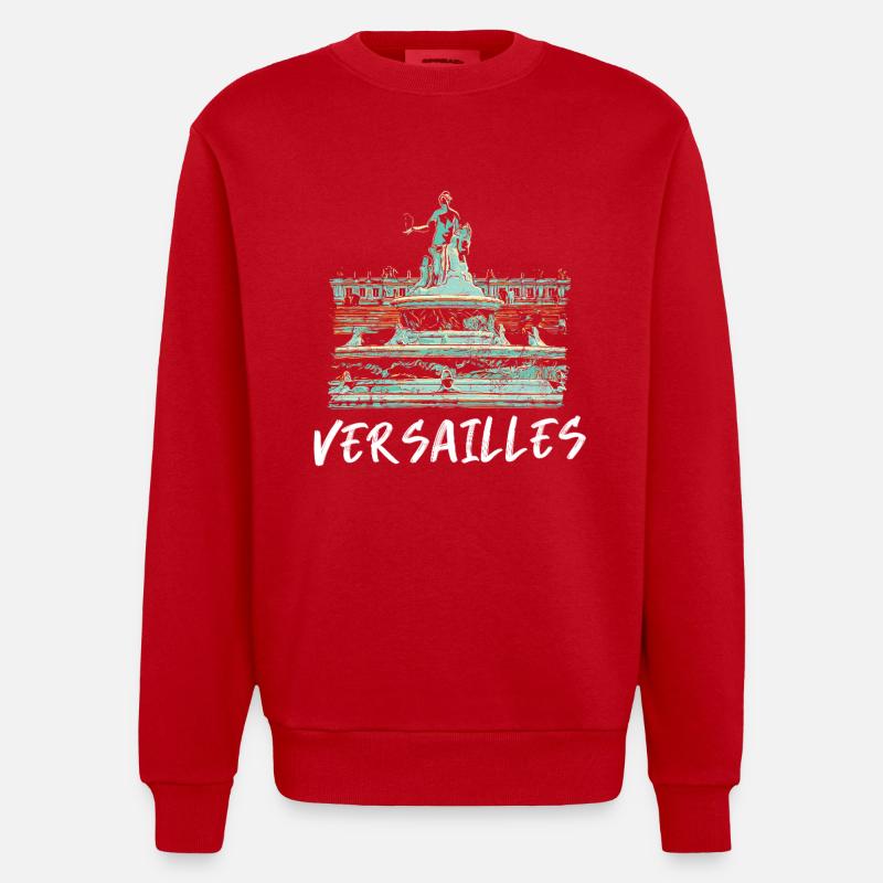Versailles, Barocker Brunnen - Heavyweight Oversized Organic Crew Neck Made in EU - Rot
