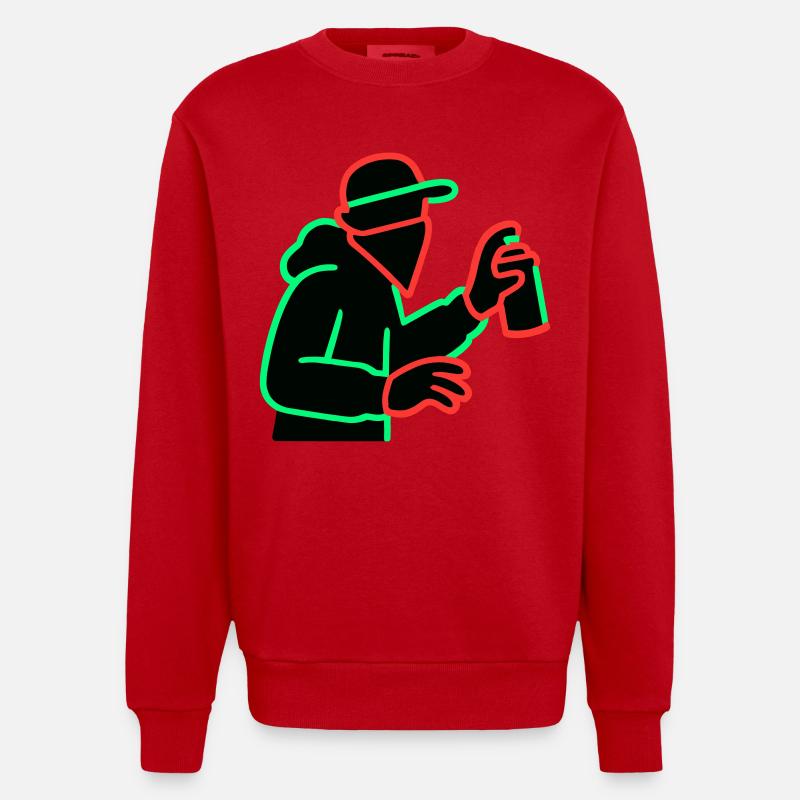 Pulvérisateur de graffitis au néon Silhouette - Sweat bio épais oversize fabriqué en UE - rouge
