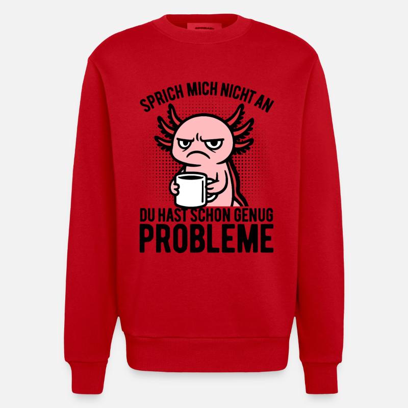 Sprich mich nicht an - Axolotl Kaffee - Heavyweight Oversized Organic Crew Neck Made in EU - Rot