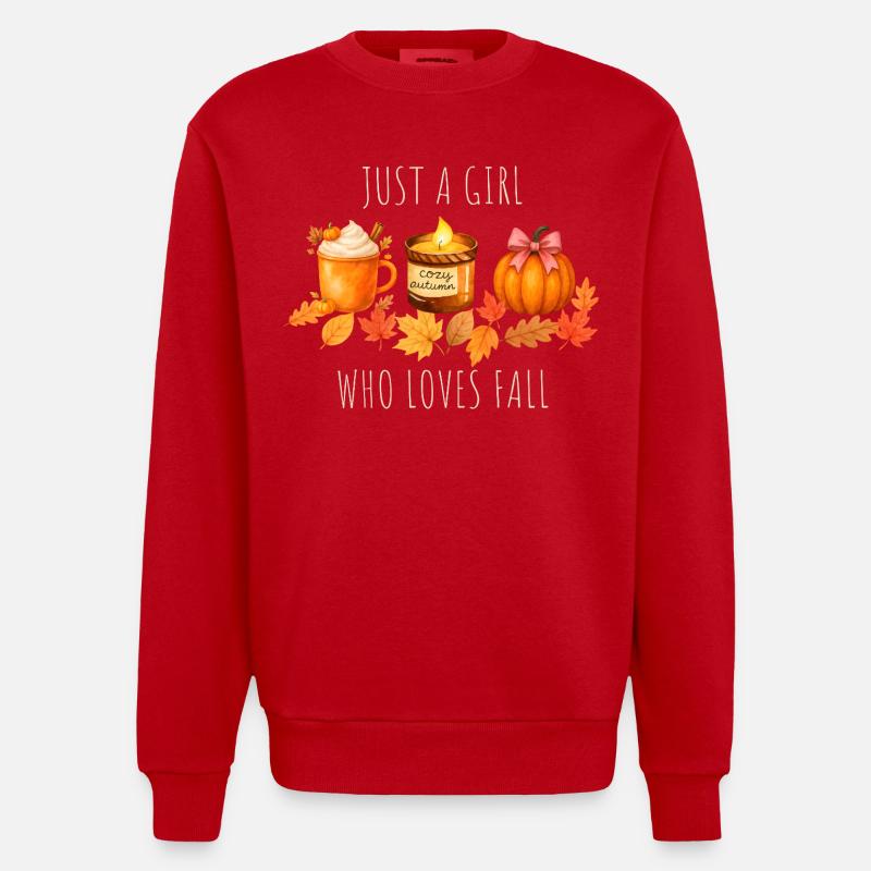 Nur ein Mädchen das Herbst liebt - Heavyweight Oversized Organic Crew Neck Made in EU - Rot