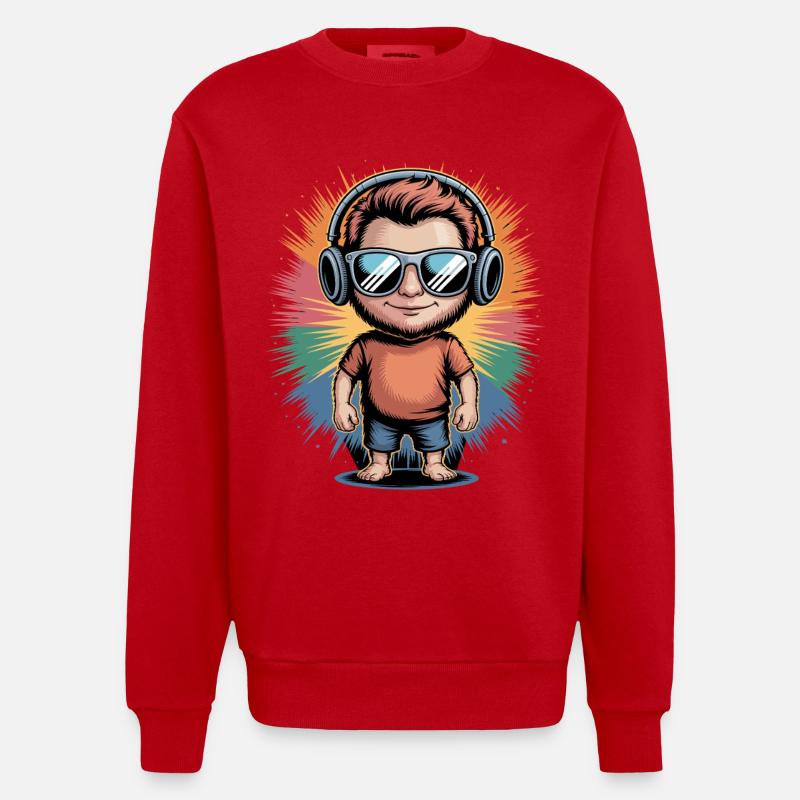 Regenbogen Beats Avatar - Heavyweight Oversized Organic Crew Neck Made in EU - Rot