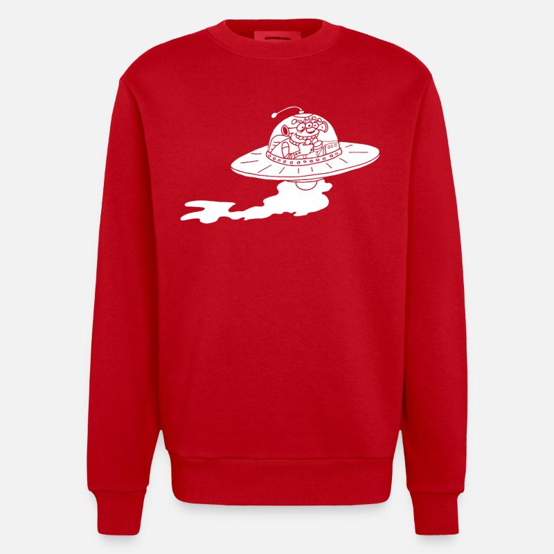Vaisseau spatial extraterrestre (blanc) - Sweat bio épais oversize fabriqué en UE - rouge