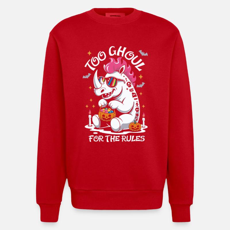 Goule Rhino Halloween Graphique - Sweat bio épais oversize fabriqué en UE - rouge