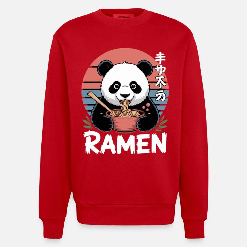 Bol à ramen Kawaii Panda - Sweat bio épais oversize fabriqué en UE - rouge