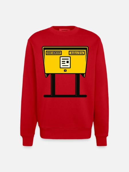 Munich Yellow Mailbox - Heavyweight Oversized Organic Crew Neck Made in EU - red