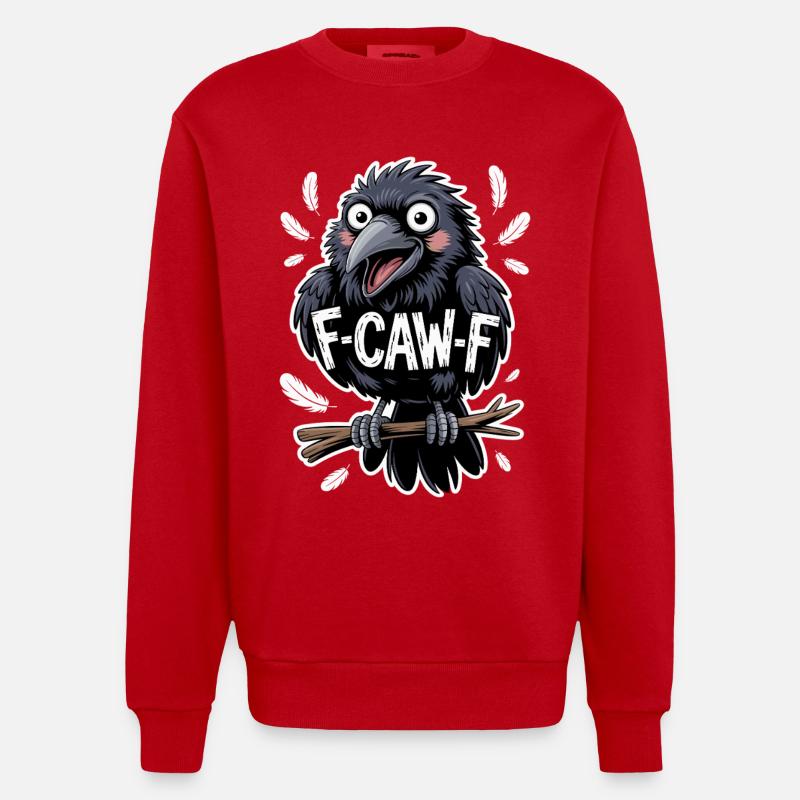 F-Caw-F Meme Krähe - Heavyweight Oversized Organic Crew Neck Made in EU - Rot