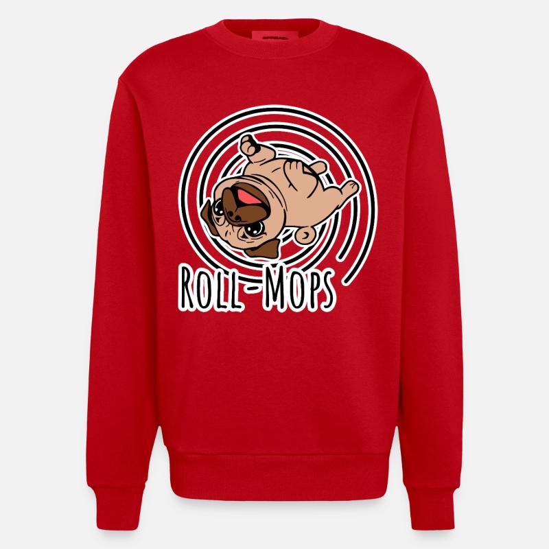 Rolling Pug - Un carlin roulant - Sweat bio épais oversize fabriqué en UE - rouge