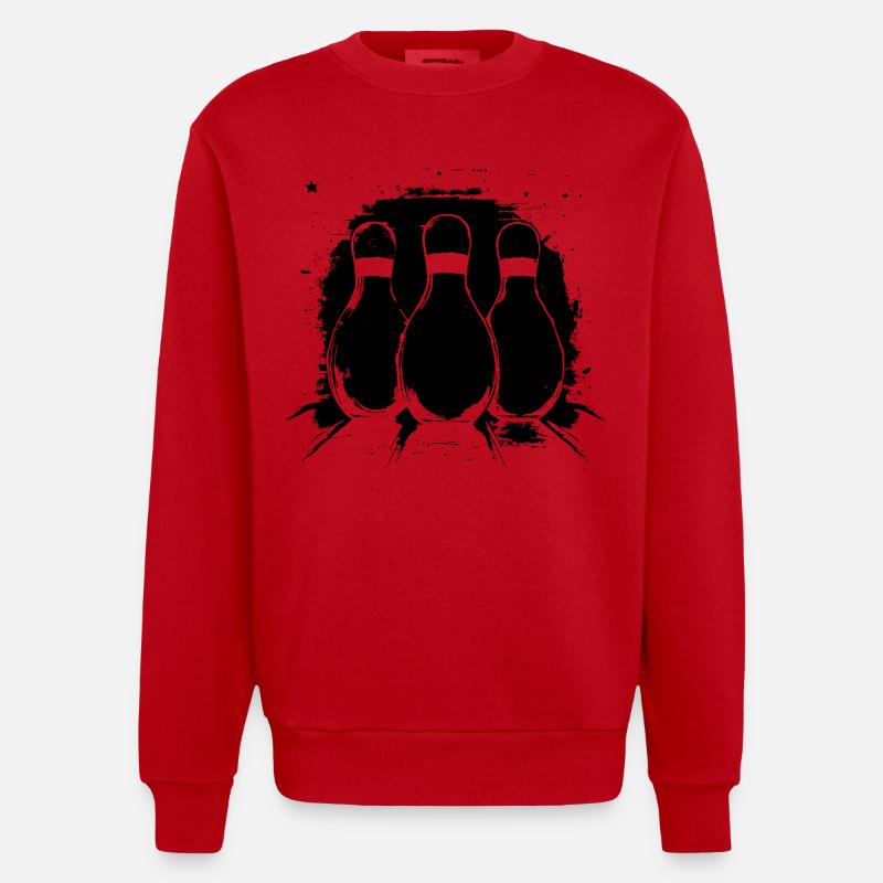 Graphiques de bowling - Sweat bio épais oversize fabriqué en UE - rouge