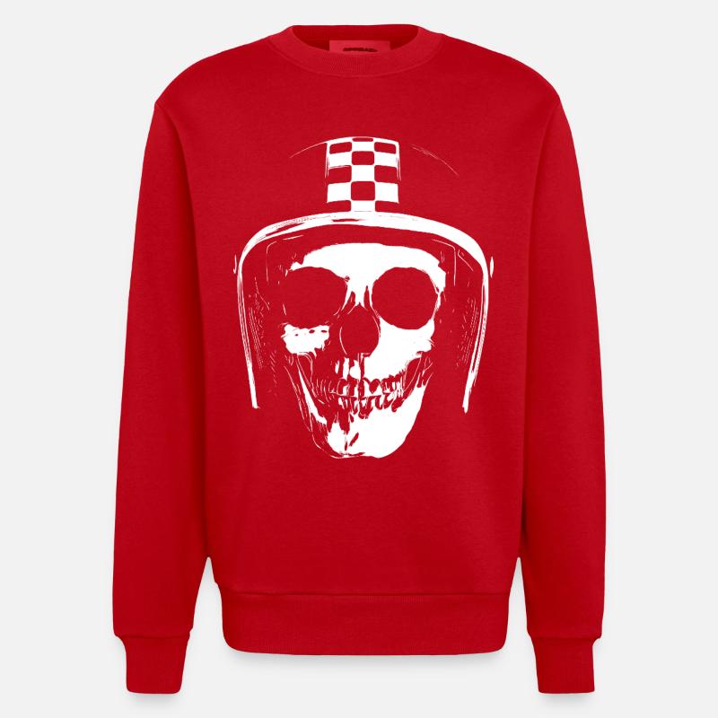 biker_skull - Sweat bio épais oversize fabriqué en UE - rouge