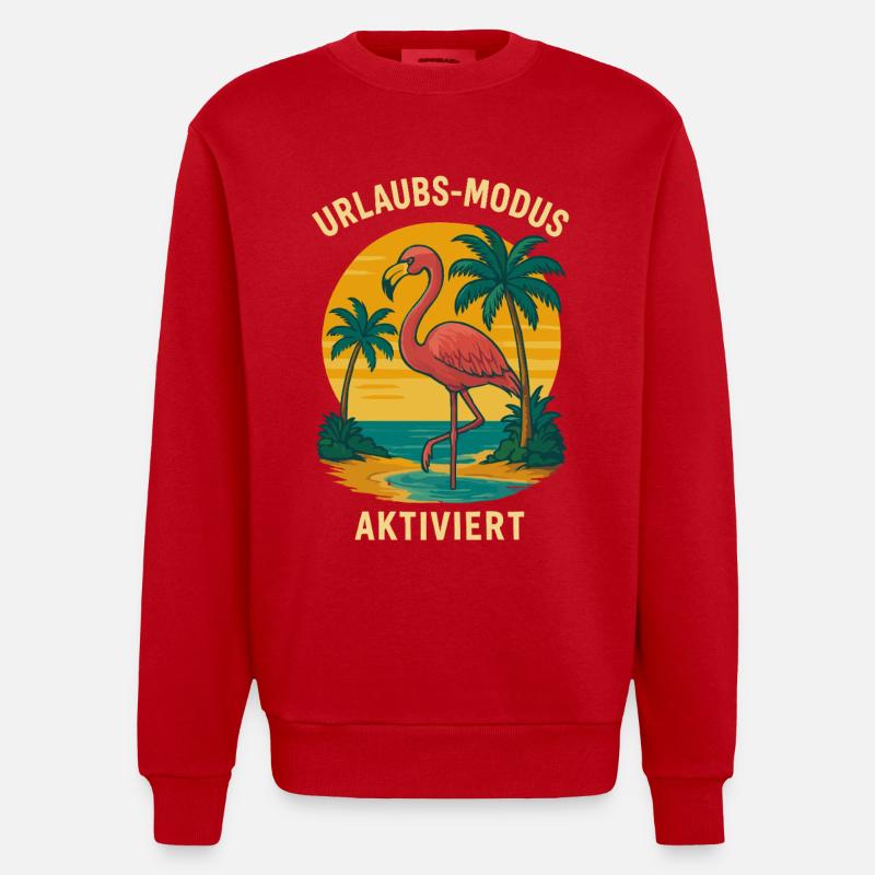 Flamingo Beach Vacances activées - Sweat bio épais oversize fabriqué en UE - rouge