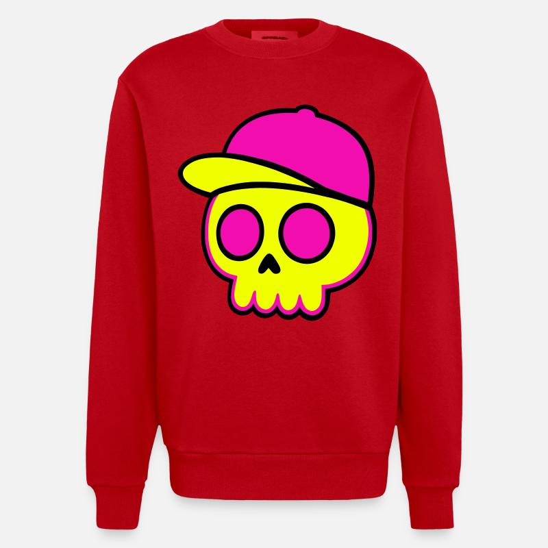 Conception de calotte crânienne néon - Sweat bio épais oversize fabriqué en UE - rouge