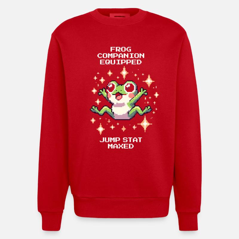 Frosch-Kumpel ausgerüstet – Sprung max | Kröte - Heavyweight Oversized Organic Crew Neck Made in EU - Rot