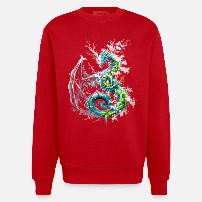 Drache des Lebens und Todes - Heavyweight Oversized Organic Crew Neck Made in EU - Rot