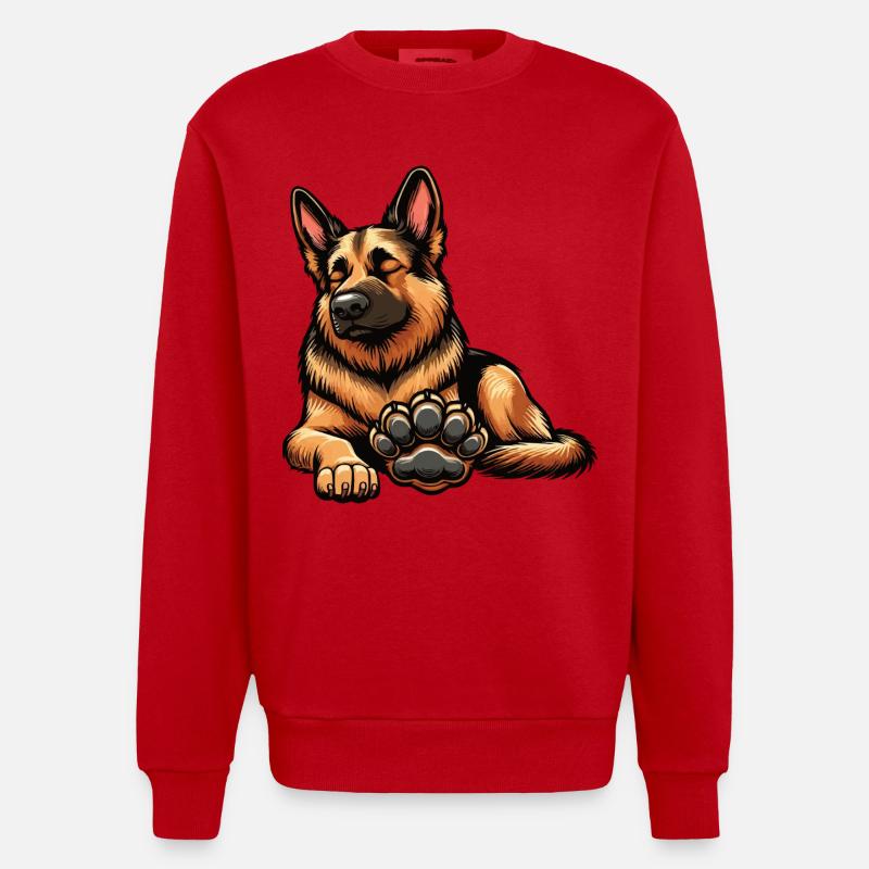 Deutscher Schäferhund Schäferhunde Schäferhunde - Heavyweight Oversized Organic Crew Neck Made in EU - Rot