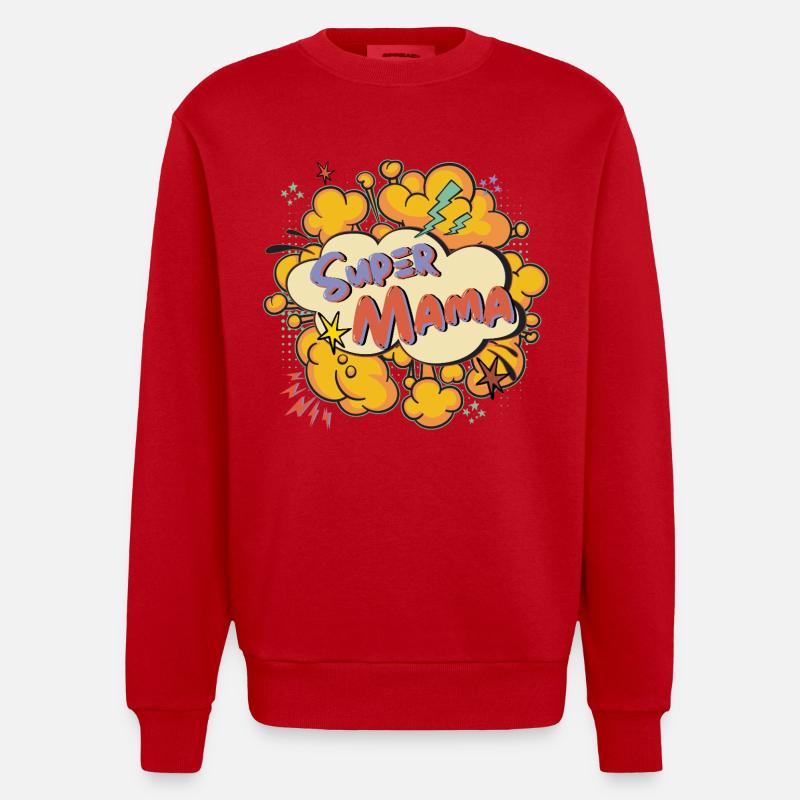 Super Mom Comic Explosion - Sweat bio épais oversize fabriqué en UE - rouge