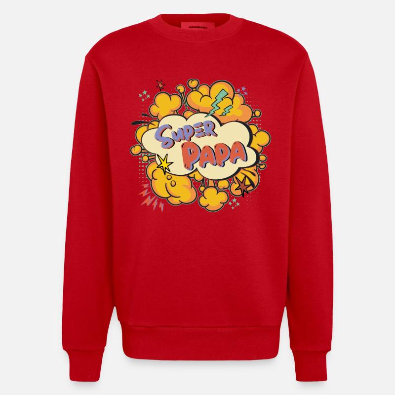 Super papa Comic Explosion - Sweat bio épais oversize fabriqué en UE - rouge