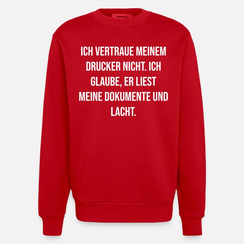 Printer's joke – document joke - Heavyweight Oversized Organic Crew Neck Made in EU - red