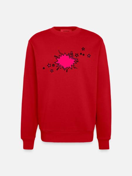 Comic element in black and pink - Heavyweight Oversized Organic Crew Neck Made in EU - red