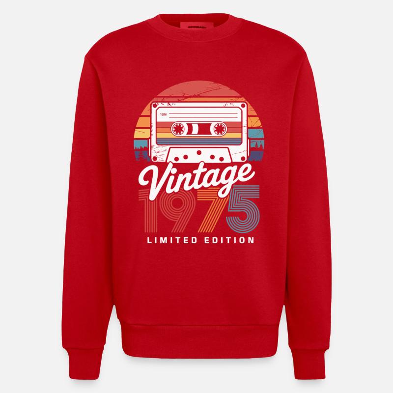 Anniversaire 1975 Édition Limitée Style Cassette - Sweat bio épais oversize fabriqué en UE - rouge