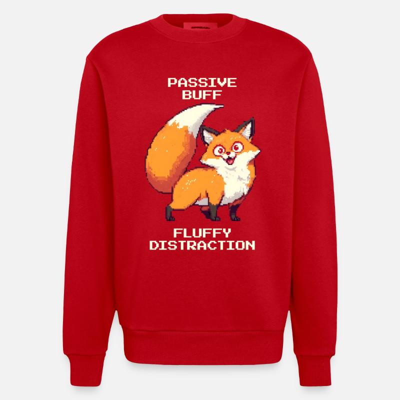 Distraction moelleuse | Renard Derpy - Sweat bio épais oversize fabriqué en UE - rouge